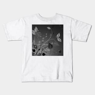 Grey Floral Art Kids T-Shirt